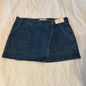 Abercrombie & Fitch Denim Crossover Mini Skirt - Mid Rise